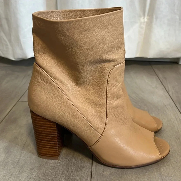 Soft Leather Peep Toe Sock Booties, Size 8.5 - Picture 2 of 9